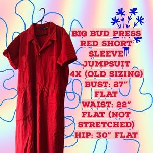 Big Bud Press Red Jumpsuit Size 4X (old sizing)